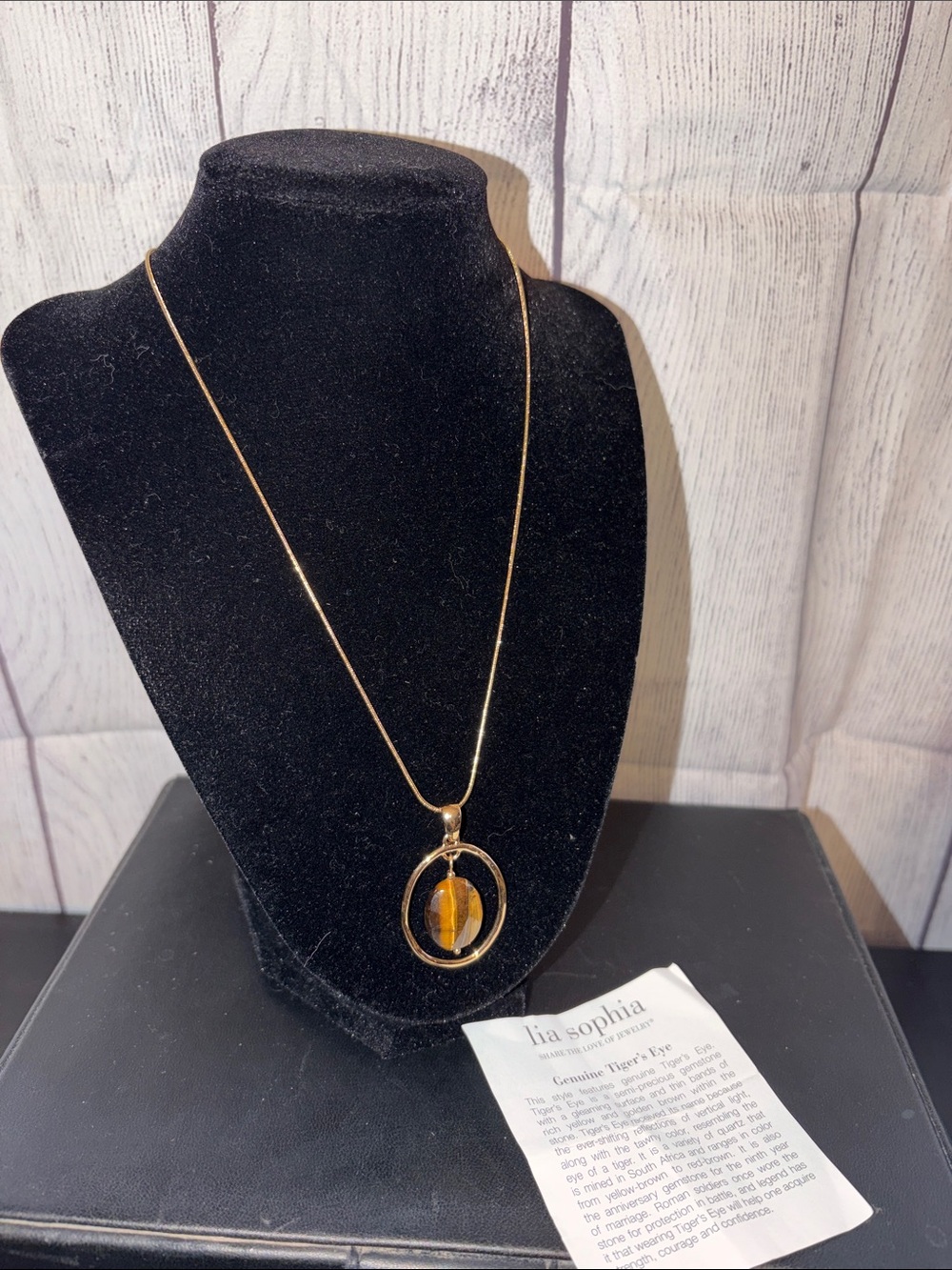 Lia Sofia Genuine Tigers eye pendant